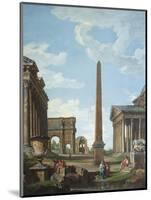 A Capriccio with Roman Ruins and a Scene from the Life of Belisarius-Giovanni Paolo Panini-Mounted Giclee Print