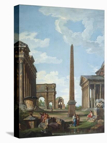 A Capriccio with Roman Ruins and a Scene from the Life of Belisarius-Giovanni Paolo Panini-Stretched Canvas