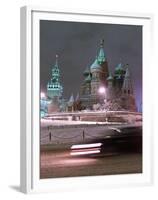 A Car Rides by the Moscow Kremlin-null-Framed Premium Photographic Print