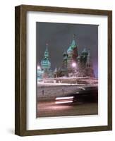 A Car Rides by the Moscow Kremlin-null-Framed Photographic Print