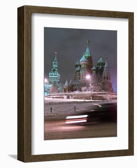 A Car Rides by the Moscow Kremlin-null-Framed Photographic Print