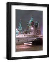 A Car Rides by the Moscow Kremlin-null-Framed Photographic Print