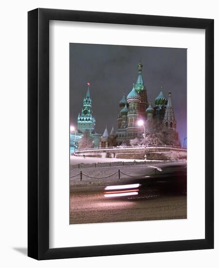 A Car Rides by the Moscow Kremlin-null-Framed Photographic Print