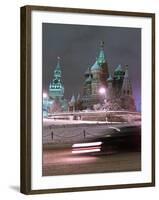 A Car Rides by the Moscow Kremlin-null-Framed Photographic Print