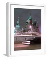 A Car Rides by the Moscow Kremlin-null-Framed Photographic Print