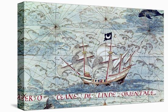 A Caravel, from "Cosmographie Universelle", 1555-Guillaume Le Testu-Stretched Canvas