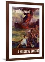 A Careless Word... A Needless Sinking - WWII War Propaganda-null-Framed Art Print