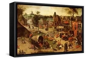 A Carnival on the Feastday of Saint George in a Village Near Antwerp-Abel Grimmer-Framed Stretched Canvas