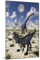 A Carnivorous Allosaurus Confronting a Giant Diplodocus-Stocktrek Images-Mounted Art Print