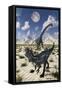 A Carnivorous Allosaurus Confronting a Giant Diplodocus-Stocktrek Images-Framed Stretched Canvas