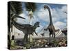 A Carnivorous Allosaurus Confronts a Giant Diplodocus Herbivore During the Jurassic Period on Earth-Stocktrek Images-Stretched Canvas