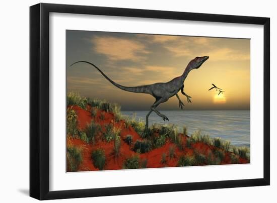 A Carnivorous Compsognathus Dinosaur-null-Framed Art Print