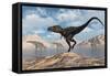 A Carnivorous Nanotyrannus Stalking a Herd of Corythosaurus-Stocktrek Images-Framed Stretched Canvas