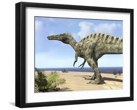 A Carnivorous Suchomimus Wanders a Beach on the Ancient Tethys Ocean-Stocktrek Images-Framed Photographic Print