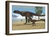 A Carnotaurus Mother Brings Her Offspring Down to a River to Drink-null-Framed Premium Giclee Print