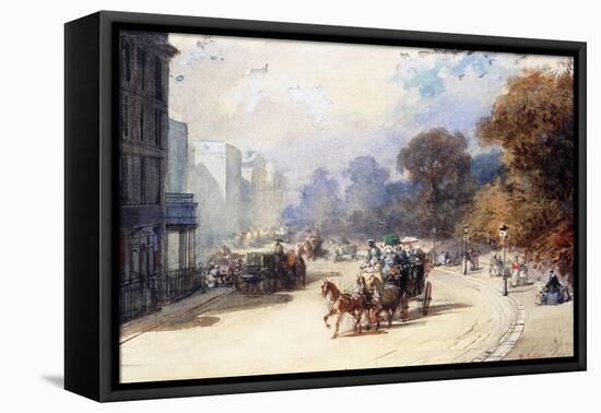 A Carriage at Hyde Park Corner, London, (Pencil, W/C, Bodycolour Heightened with White)-Eugene-Louis Lami-Framed Stretched Canvas