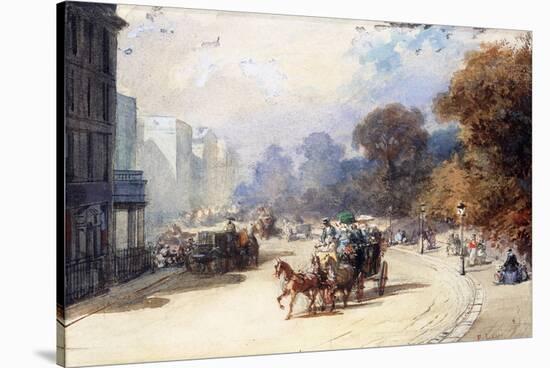 A Carriage at Hyde Park Corner, London, (Pencil, W/C, Bodycolour Heightened with White)-Eugene-Louis Lami-Stretched Canvas