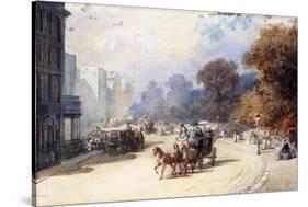 A Carriage at Hyde Park Corner, London, (Pencil, W/C, Bodycolour Heightened with White)-Eugene-Louis Lami-Stretched Canvas