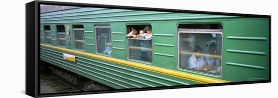 A Carriage on the Trans-Siberian Express Train, Siberia, Russia, Europe-Bruno Morandi-Framed Stretched Canvas