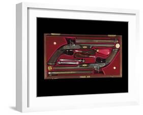 A Cased Pair of 'Best' Percussion Multigroove-Rifled Target Pistols-English School-Framed Giclee Print