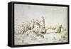 A Castle on a Rock in Mountainscape, 1540-Gherardo Cibo-Framed Stretched Canvas