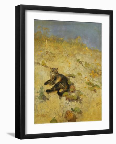 A Cat Basking in the Sun-Bruno Liljefors-Framed Giclee Print