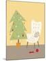 A Cat on a Chair Next to a Christmas Tree-null-Mounted Giclee Print