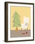 A Cat on a Chair Next to a Christmas Tree-null-Framed Giclee Print