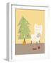 A Cat on a Chair Next to a Christmas Tree-null-Framed Giclee Print