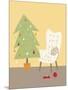 A Cat on a Chair Next to a Christmas Tree-null-Mounted Premium Giclee Print