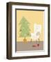 A Cat on a Chair Next to a Christmas Tree-null-Framed Giclee Print