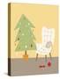 A Cat on a Chair Next to a Christmas Tree-null-Stretched Canvas
