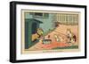 A Cat Plays with Tending Food to the Dog Attached to its Kennel.” Angling” ,1936 (Illustration)-Benjamin Rabier-Framed Giclee Print