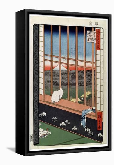 A Cat Sitting on the Window Seat, 19th Century-Ando Hiroshige-Framed Stretched Canvas