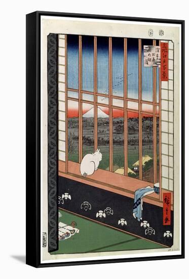 A Cat Sitting on the Window Seat, 19th Century-Ando Hiroshige-Framed Stretched Canvas