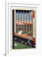 A Cat Sitting on the Window Seat, 19th Century-Ando Hiroshige-Framed Giclee Print