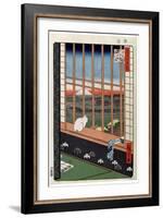 A Cat Sitting on the Window Seat, 19th Century-Ando Hiroshige-Framed Giclee Print