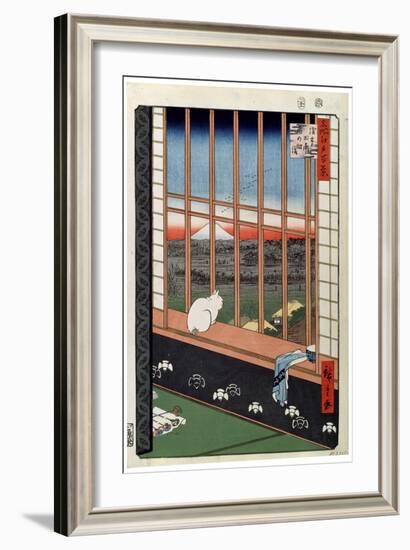 A Cat Sitting on the Window Seat, 19th Century-Ando Hiroshige-Framed Giclee Print