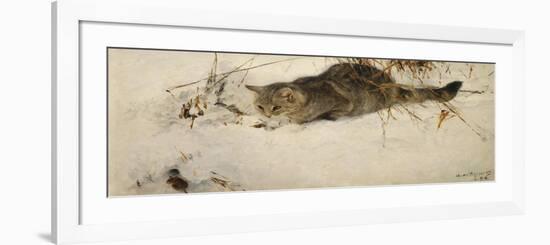 A Cat Stalking a Mouse in the Snow, 1892-Bruno Andreas Liljefors-Framed Giclee Print