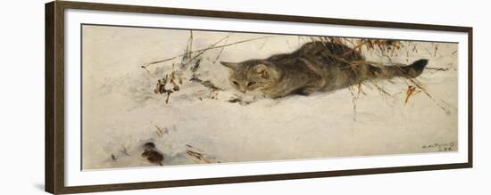 A Cat Stalking a Mouse in the Snow, 1892-Bruno Andreas Liljefors-Framed Giclee Print