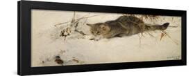 A Cat Stalking a Mouse in the Snow, 1892-Bruno Andreas Liljefors-Framed Giclee Print