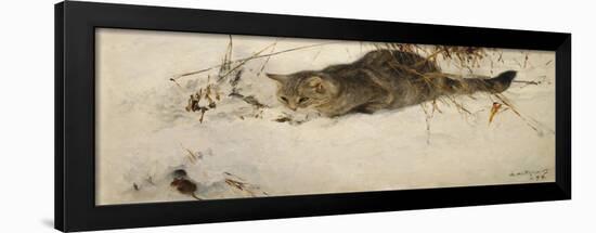 A Cat Stalking a Mouse in the Snow-Bruno Liljefors-Framed Giclee Print