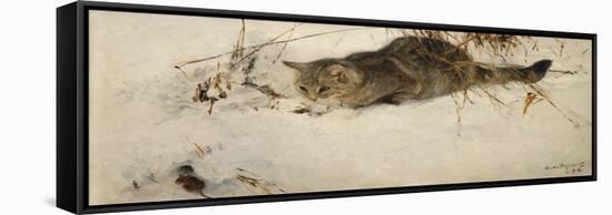 A Cat Stalking a Mouse in the Snow-Bruno Liljefors-Framed Stretched Canvas
