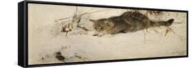 A Cat Stalking a Mouse in the Snow-Bruno Liljefors-Framed Stretched Canvas