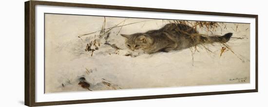 A Cat Stalking a Mouse in the Snow-Bruno Liljefors-Framed Premium Giclee Print