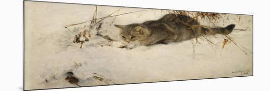 A Cat Stalking a Mouse in the Snow-Bruno Liljefors-Mounted Premium Giclee Print