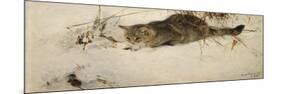 A Cat Stalking a Mouse in the Snow-Bruno Liljefors-Mounted Premium Giclee Print