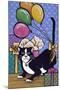 A Cat with 4 Balloons Tied to its Tail Surrounded by Gifts-Jan Panico-Mounted Giclee Print