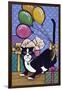 A Cat with 4 Balloons Tied to its Tail Surrounded by Gifts-Jan Panico-Framed Giclee Print