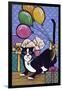 A Cat with 4 Balloons Tied to its Tail Surrounded by Gifts-Jan Panico-Framed Giclee Print